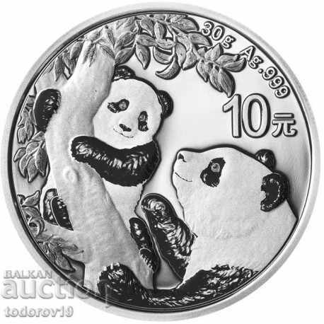 30 g Panda chinezesc argintiu 2021