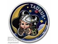 СРЕБРО 1/2 OZ ГАНА - ЦВЕТНА КРАСОТА БЕЙБИ ЗОДИАК ТЕЛЕЦ