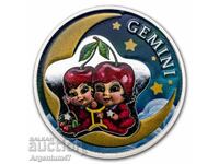 СРЕБРО 1/2 OZ ГАНА - ЦВЕТНА КРАСОТА БЕЙБИ ЗОДИАК БЛИЗНАЦИ