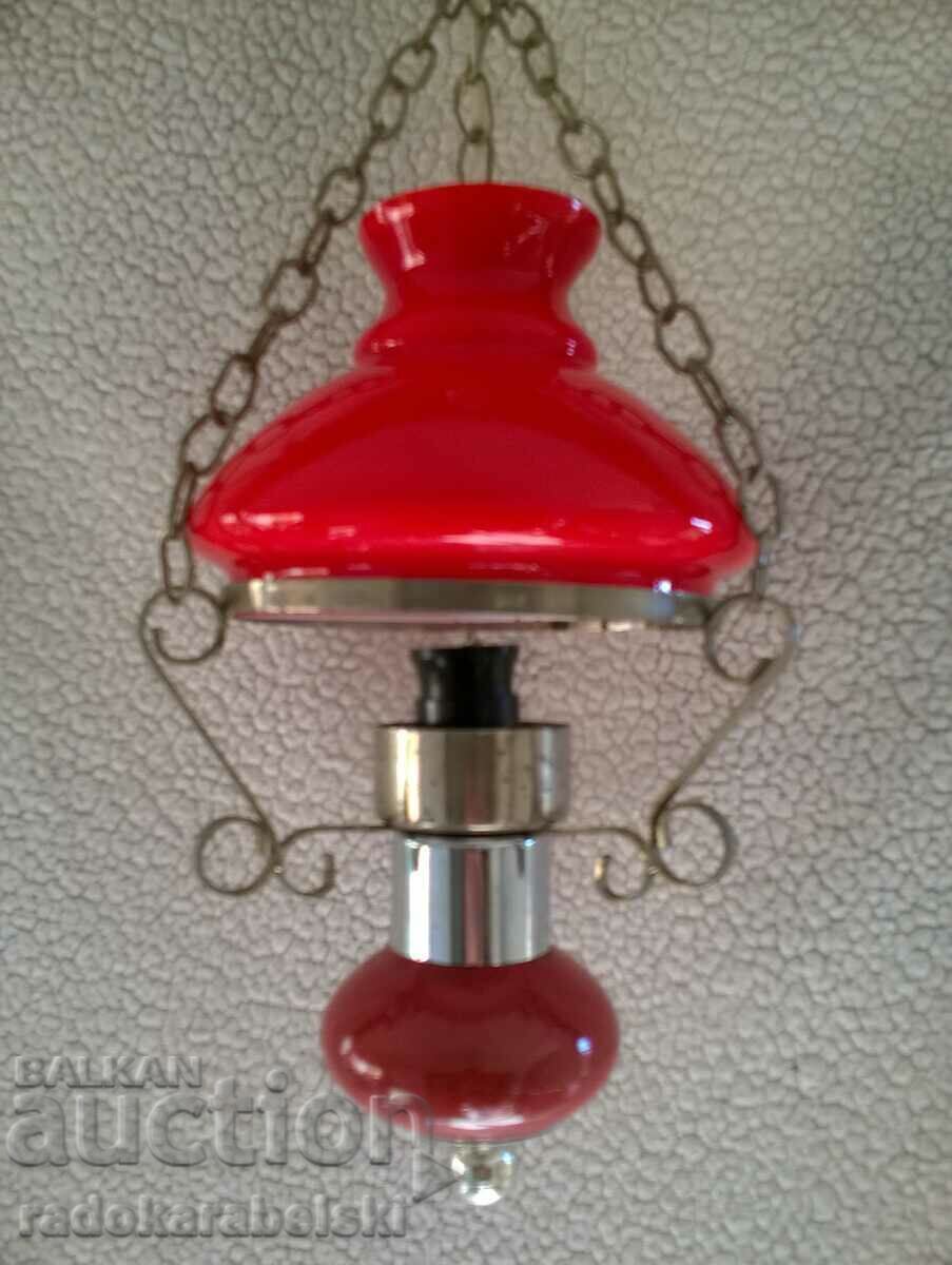 Beautiful chandelier with a red glass lampshade with price 49.90 BGN | € 25.51 Beautiful chandelier with a red glass lampshade with price 49.90 BGN | € 25.51
