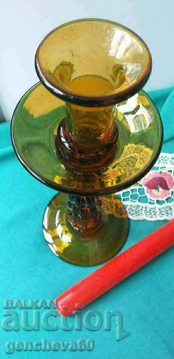 Κηροπήγιο από κεχριμπαρένιο γυαλί VINTAGE - 5