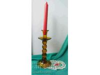 VINTAGE Amber Glass Candlestick