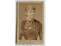 19TH CENTURY WOMAN NECKLACE CORD PHOTOGRAPH CARDBOARD
