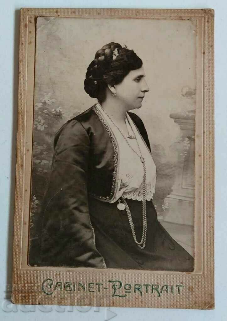 1914 WOMAN VEST CLOCK OLD PHOTO PHOTO CARDBOARD