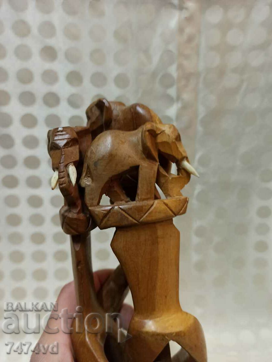 WOODEN AFRICAN PLASTIC, STAND, ELEPHANTS, ETC - 6