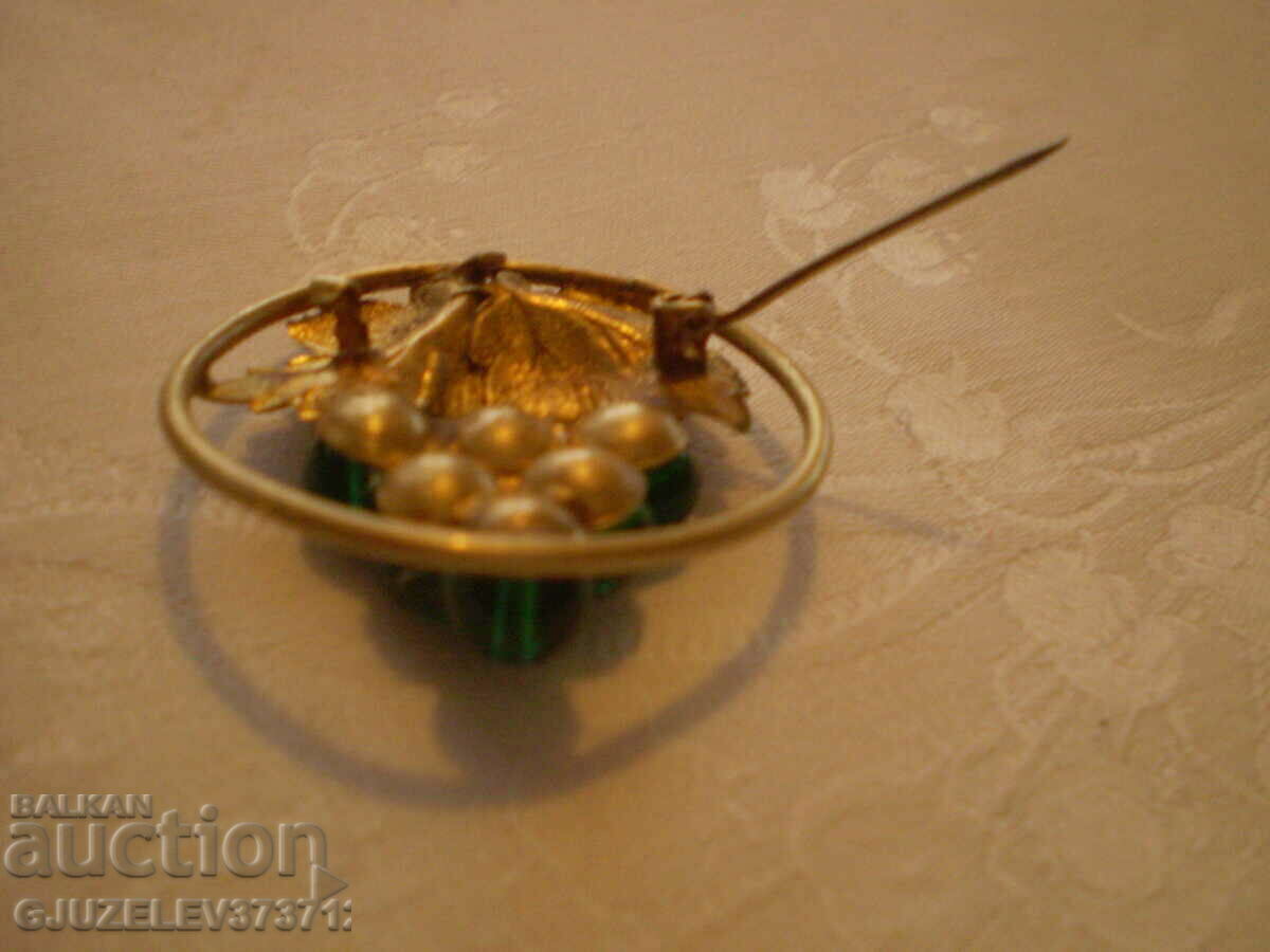 Παλιά καρφίτσα Πράσινο γυαλί σταφυλιού - 6 Παλιά καρφίτσα Πράσινο γυαλί σταφυλιού - 6