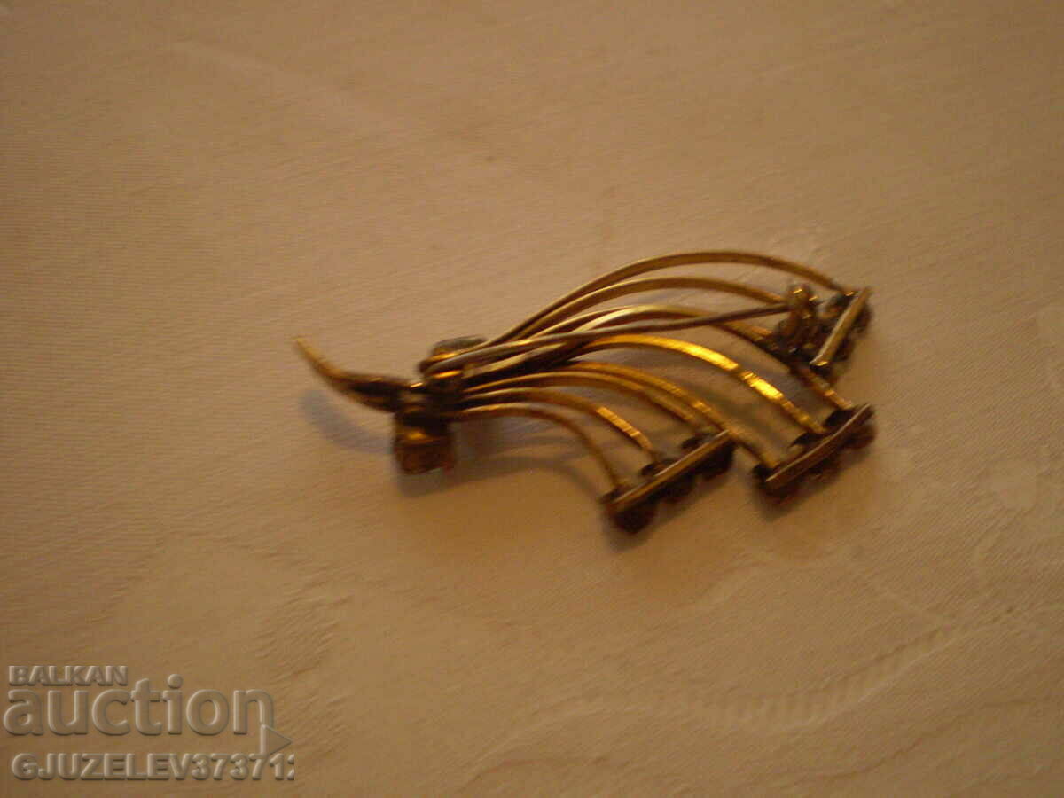 Auction  Art Deco brooch yellow metal Czech crystal