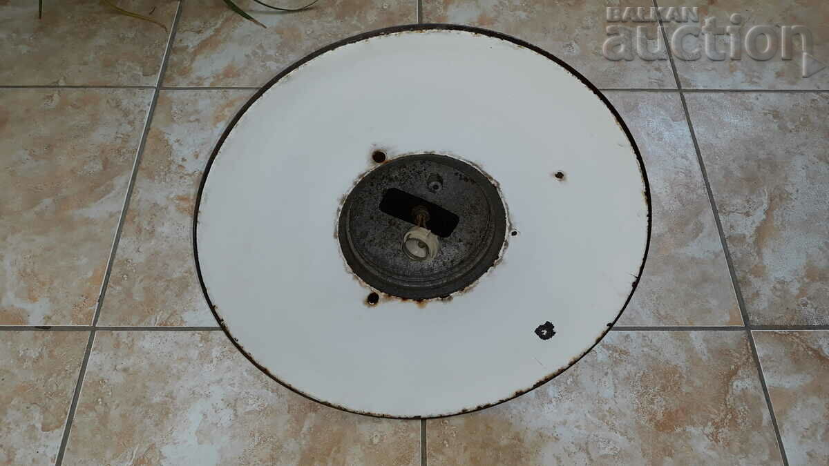 large enameled reflector industrial lamp 60s - 5 large enameled reflector industrial lamp 60s - 5