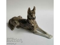 Figurină veche din porțelan rusesc - Câine - LFZ - Ciobanesc german