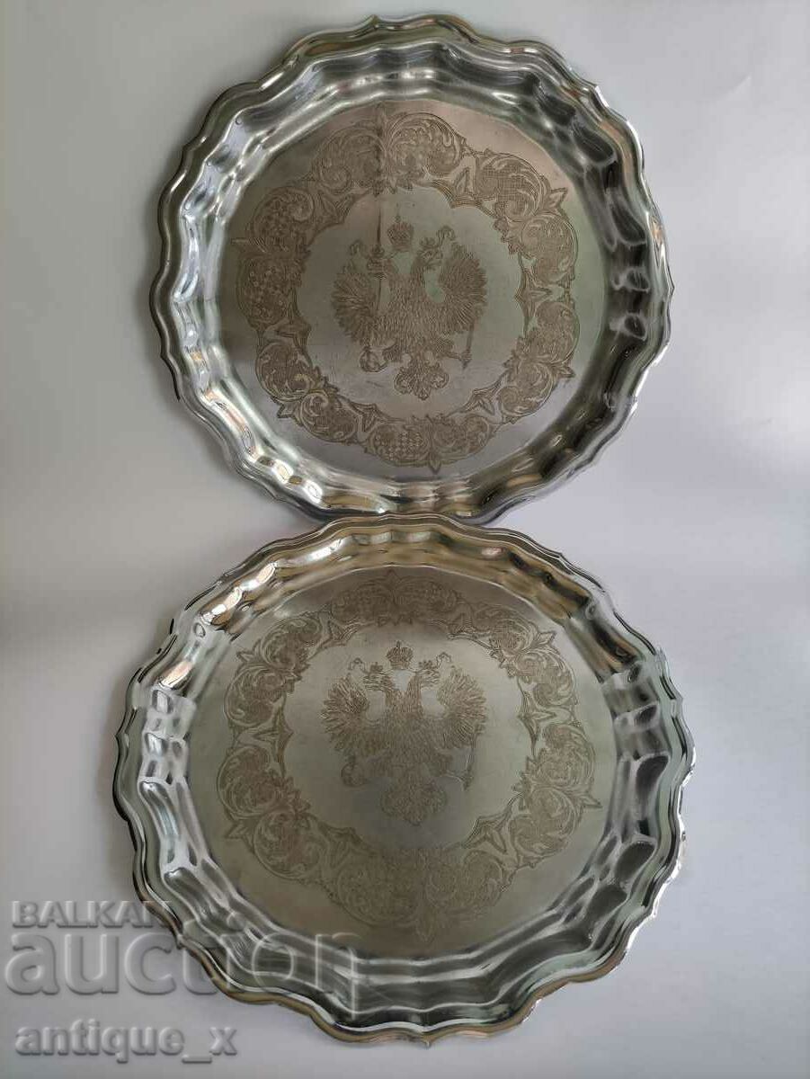 Set of 2 old Russian imperial (?) trays