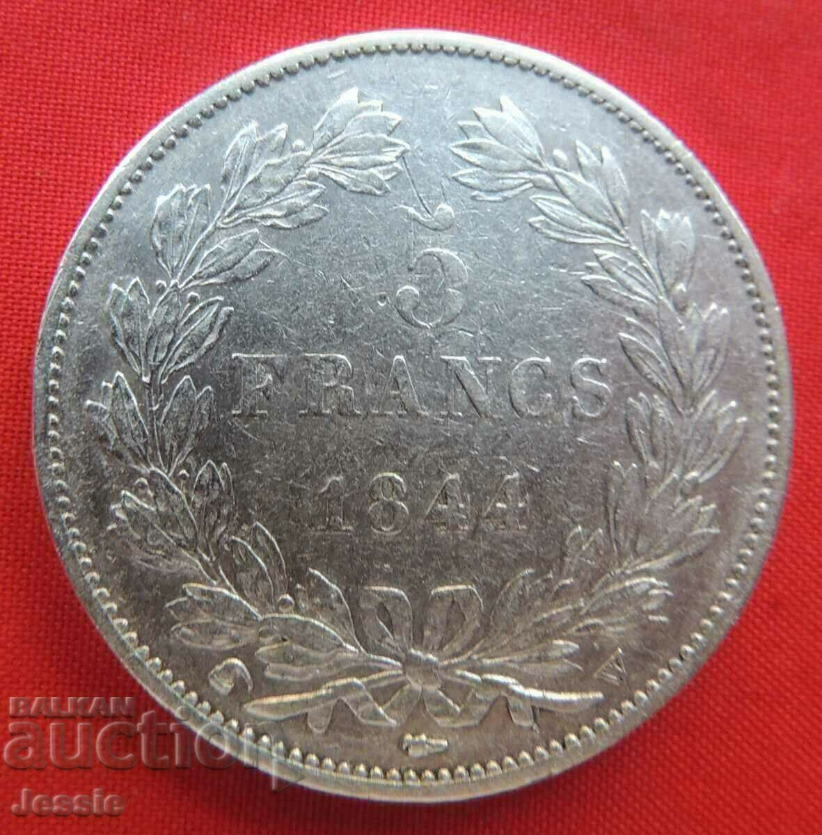 5 Франка 1844 W Франция сребро - Лил