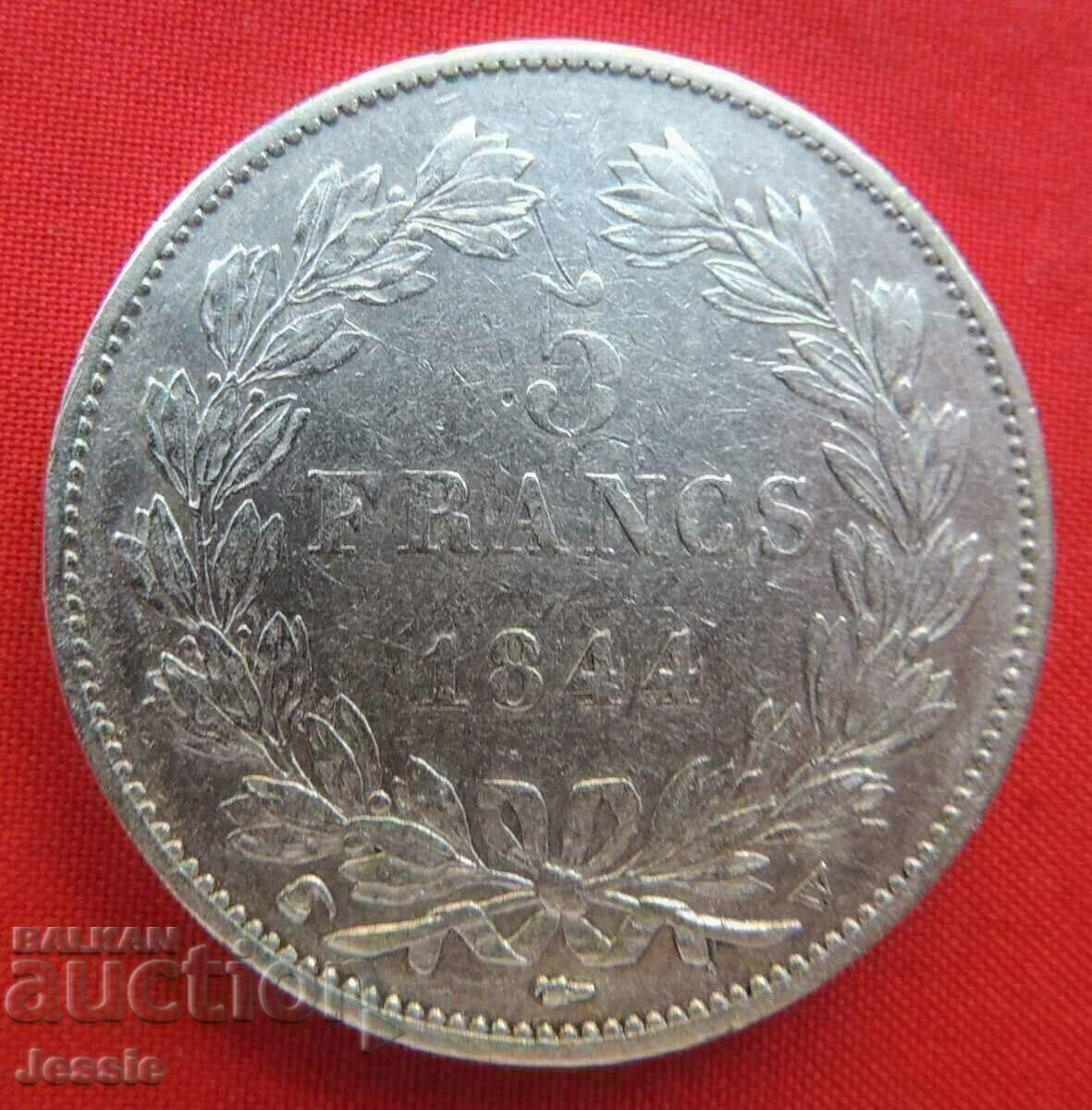 5 Francs 1844 W France Silver - Lille