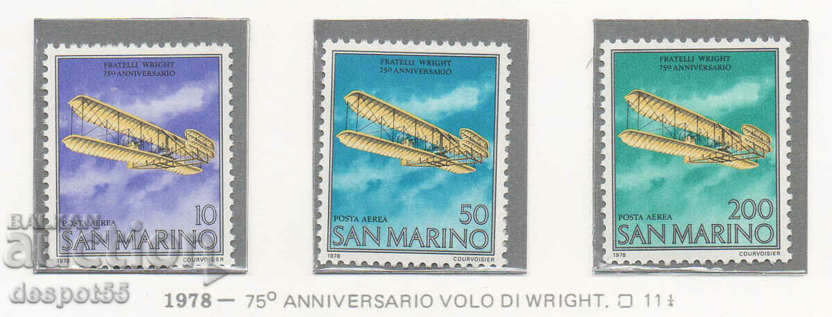 1978. Άγιος Μαρίνος. 75 χρόνια από την πρώτη πτήση των αδελφών Ράιτ.