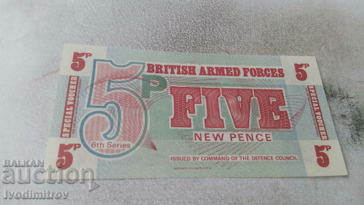 Voucher Marea Britanie 5 pence Forțele Armate Britanice