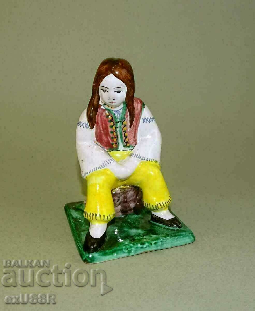Figurină de fetiță indiană veche din ceramică cehă glazurată - 5