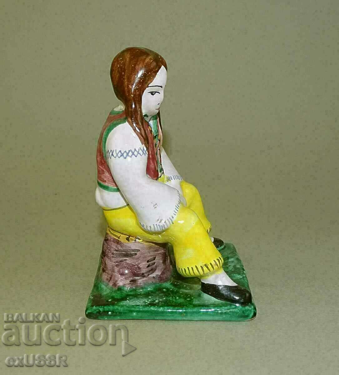 Old Czech ceramic glazed Indian girl figure