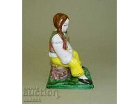 Old Czech ceramic glazed Indian girl figure
