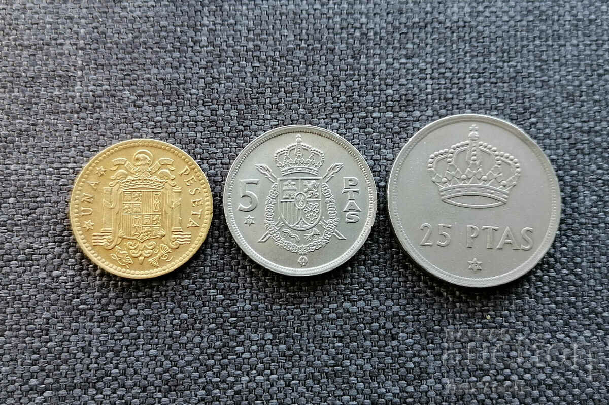 ❤️ ⭐ Lot de monede Spania 1975 3 piese ⭐ ❤️
