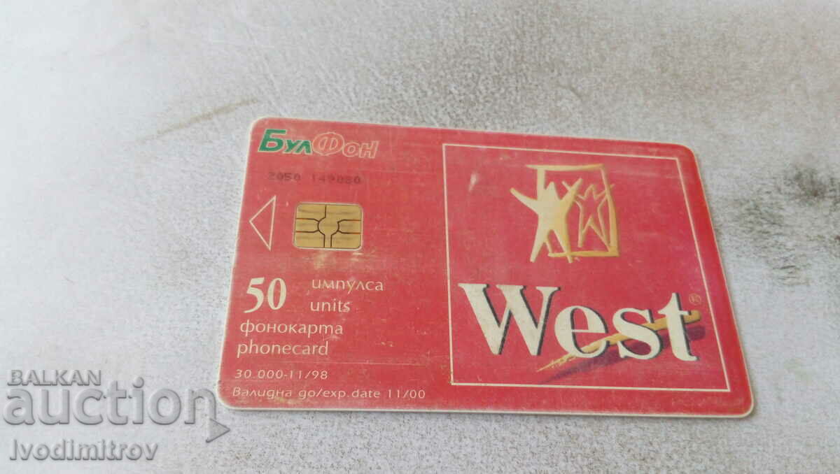 Phonocard Bulfon West 50 impulses with price 0.65 BGN | € 0.33