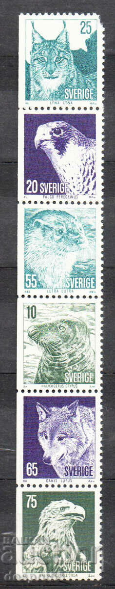 1973. Σουηδία. Προστατευόμενα είδη. Λωρίδα x6.
