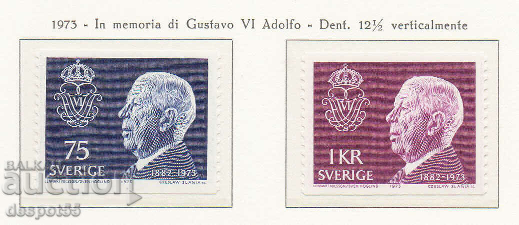 1973. Sweden. In memory of Gustav VI Adolf, 1882-1973.