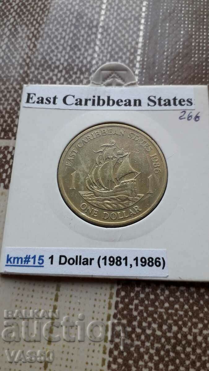 266. CARIBBEAN-1 dollar 1986
