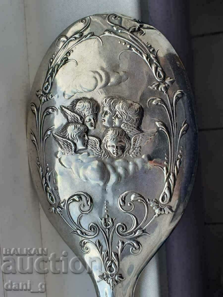 Auction Antique silver crystal mirror Auction Antique silver crystal mirror