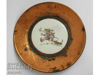 Old German children's wall plate porcelain and copper