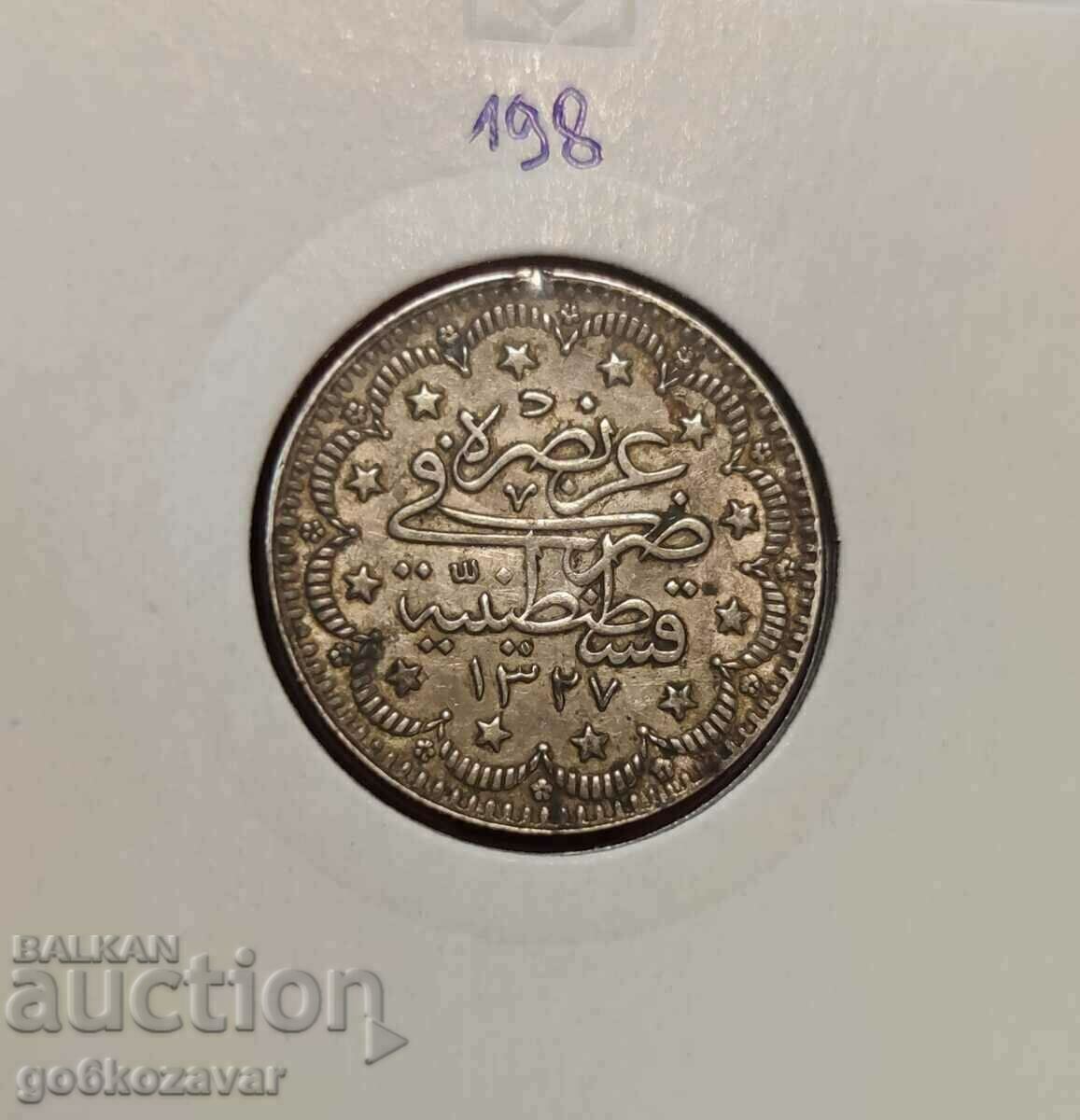 Ottoman Empire 5 Kurusha 1327-1909 Silver figure 1 R