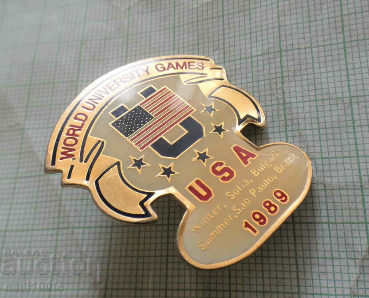 Badge - World Student Games Sofia 1989. Team USA with price 10.00 BGN | € 5.11 Badge - World Student Games Sofia 1989. Team USA with price 10.00 BGN | € 5.11
