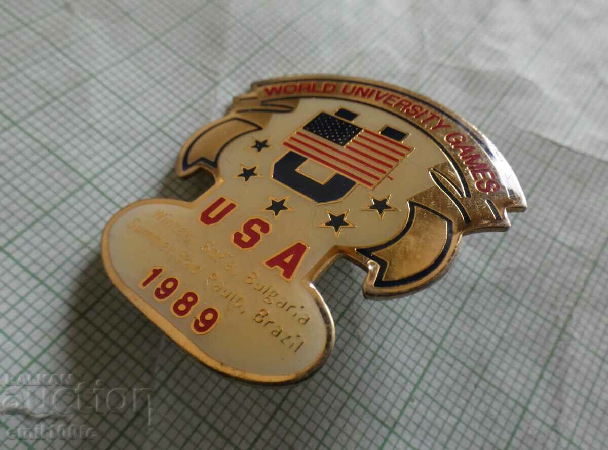 Auction Badge - World Student Games Sofia 1989. Team USA Auction Badge - World Student Games Sofia 1989. Team USA