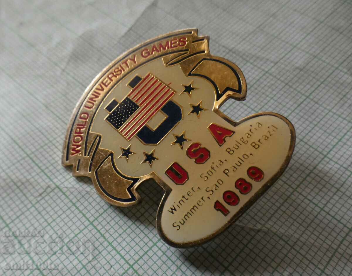 Delivery of Badge - World Student Games Sofia 1989. Team USA Delivery of Badge - World Student Games Sofia 1989. Team USA