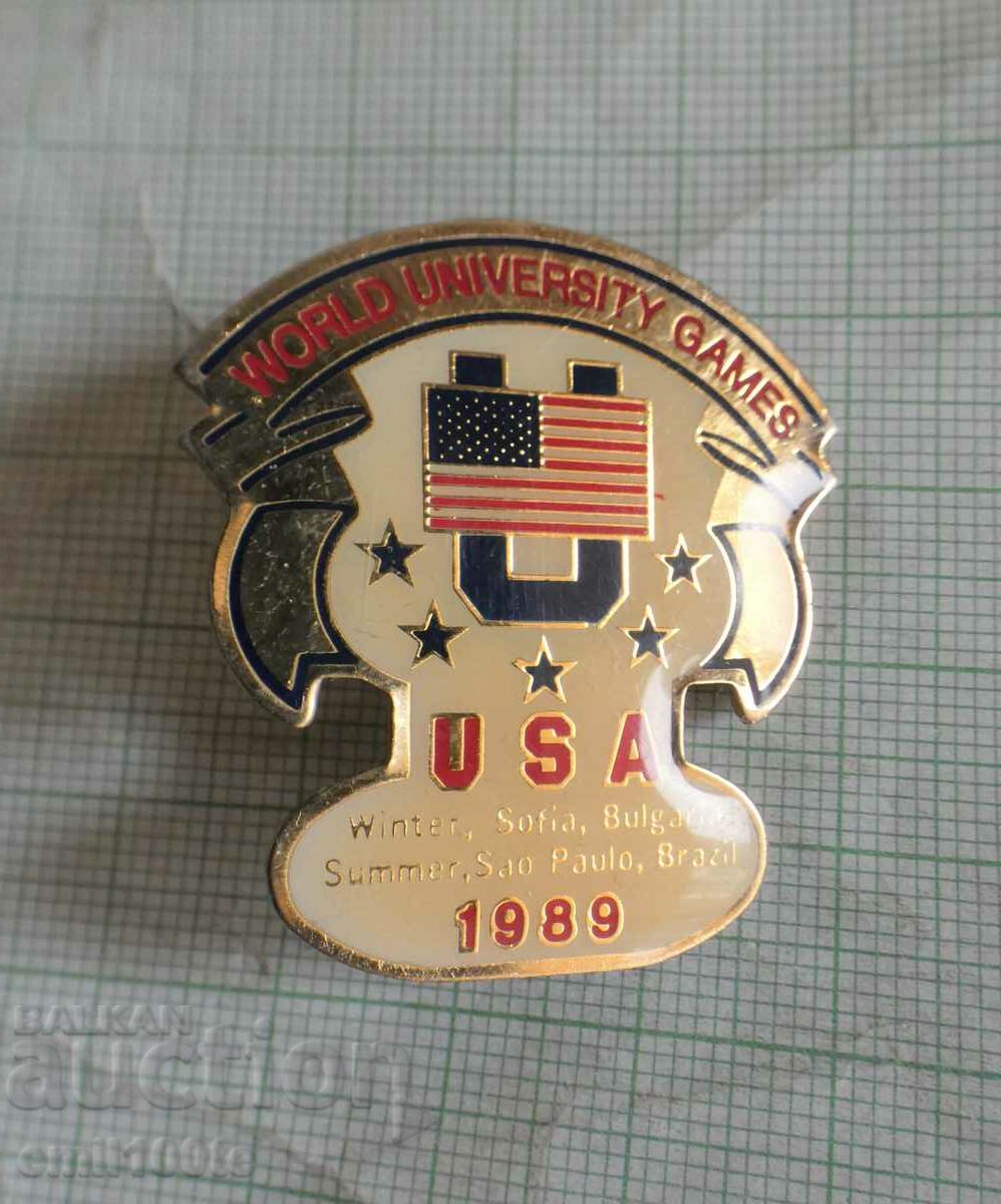 Badge - World Student Games Sofia 1989. Team USA - 5 Badge - World Student Games Sofia 1989. Team USA - 5