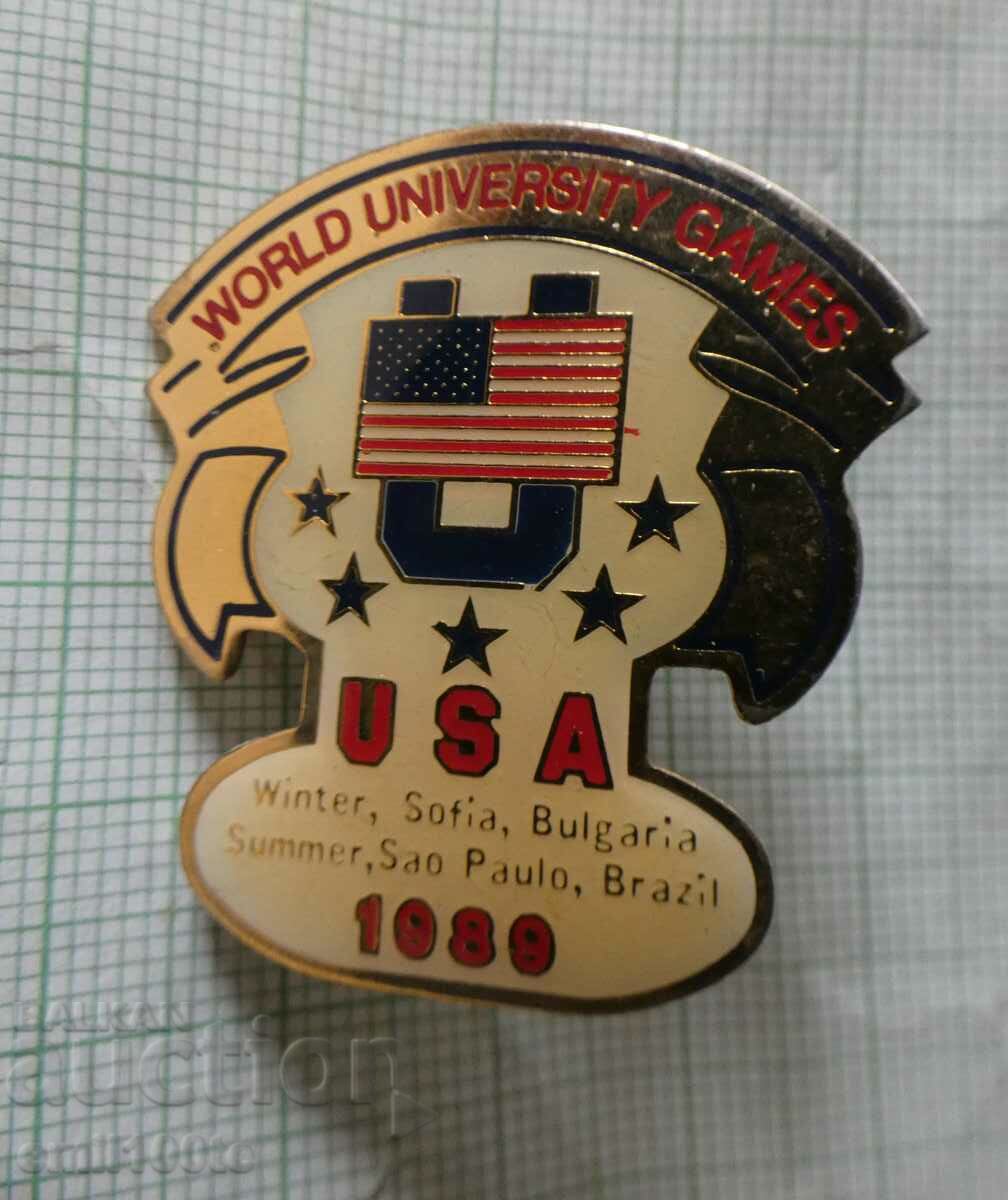 Badge - World Student Games Sofia 1989. Team USA