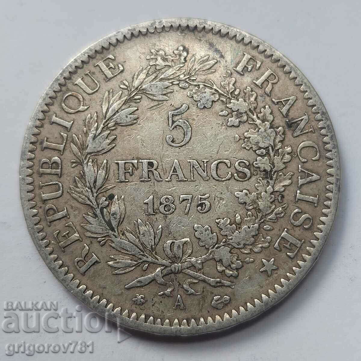 5 Φράγκα Ασήμι Γαλλία 1875 Ένα ασημένιο νόμισμα #144 με τιμή € 34.26 | 67.01 BGN