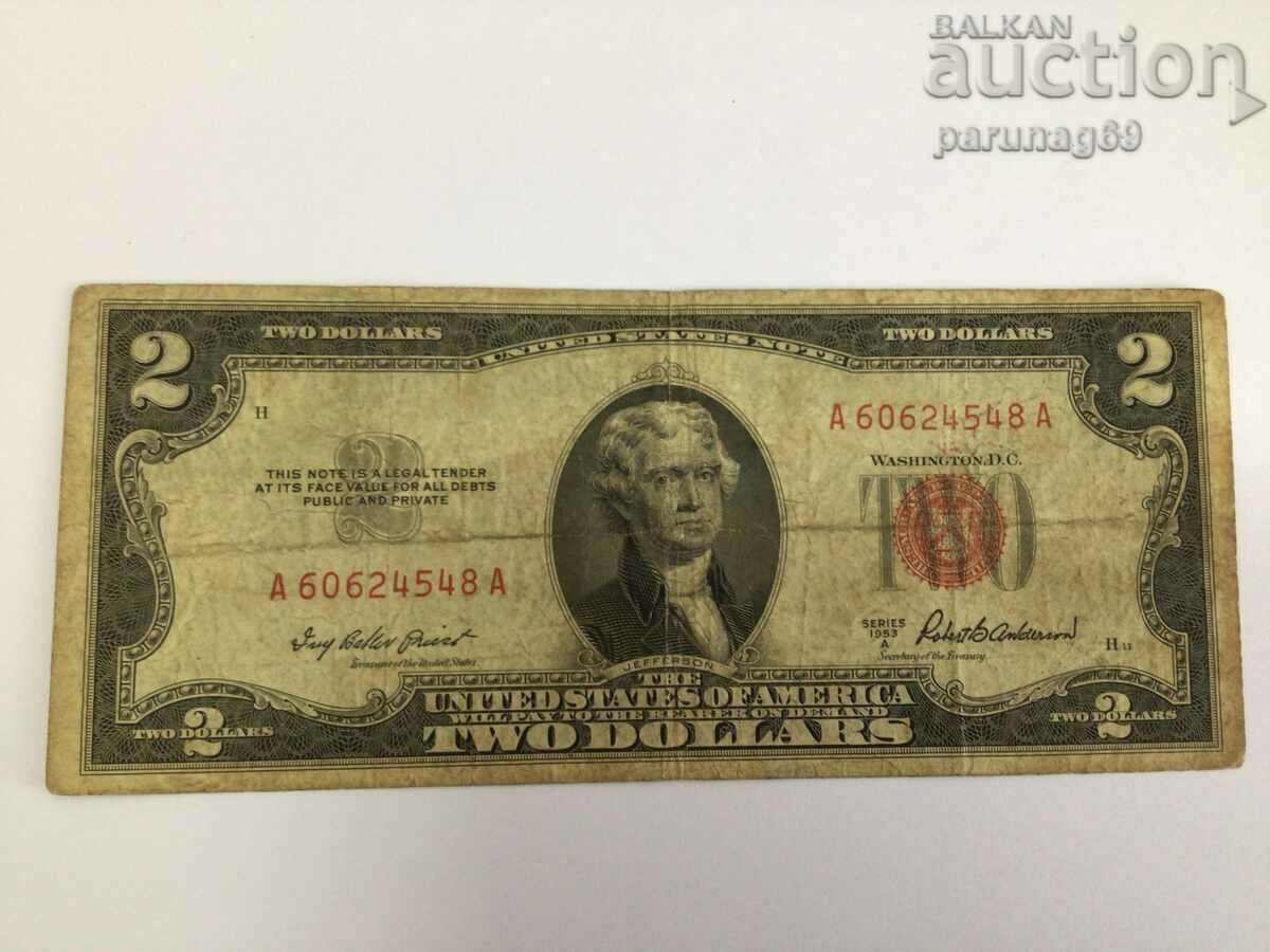 САЩ 2 долара 1953 година ЧЕРВЕН ПЕЧАТ (OR)
