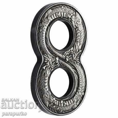 Silver 2oz FIGURE EIGHT DRAGON 2018 READ!!! with price 579.00 BGN | € 296.04