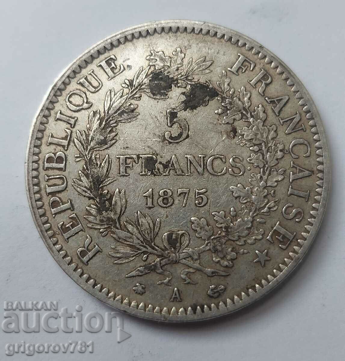 5 Franci Argint Franța 1875 O Monedă de Argint #146 cu preț € 34.26 | 67.01 BGN