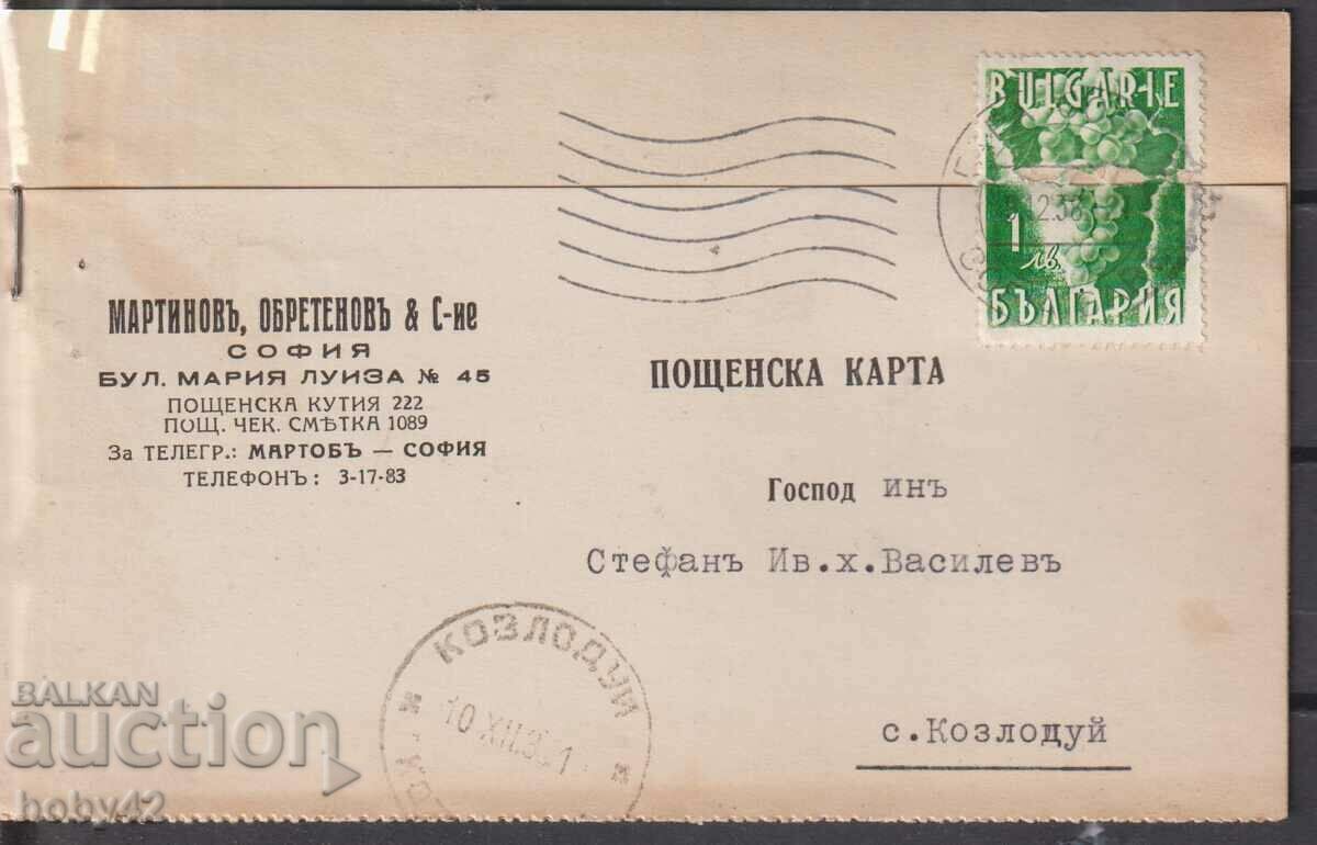 PPM Card postal - ed. privata. Sofia-Kozloduy 19342