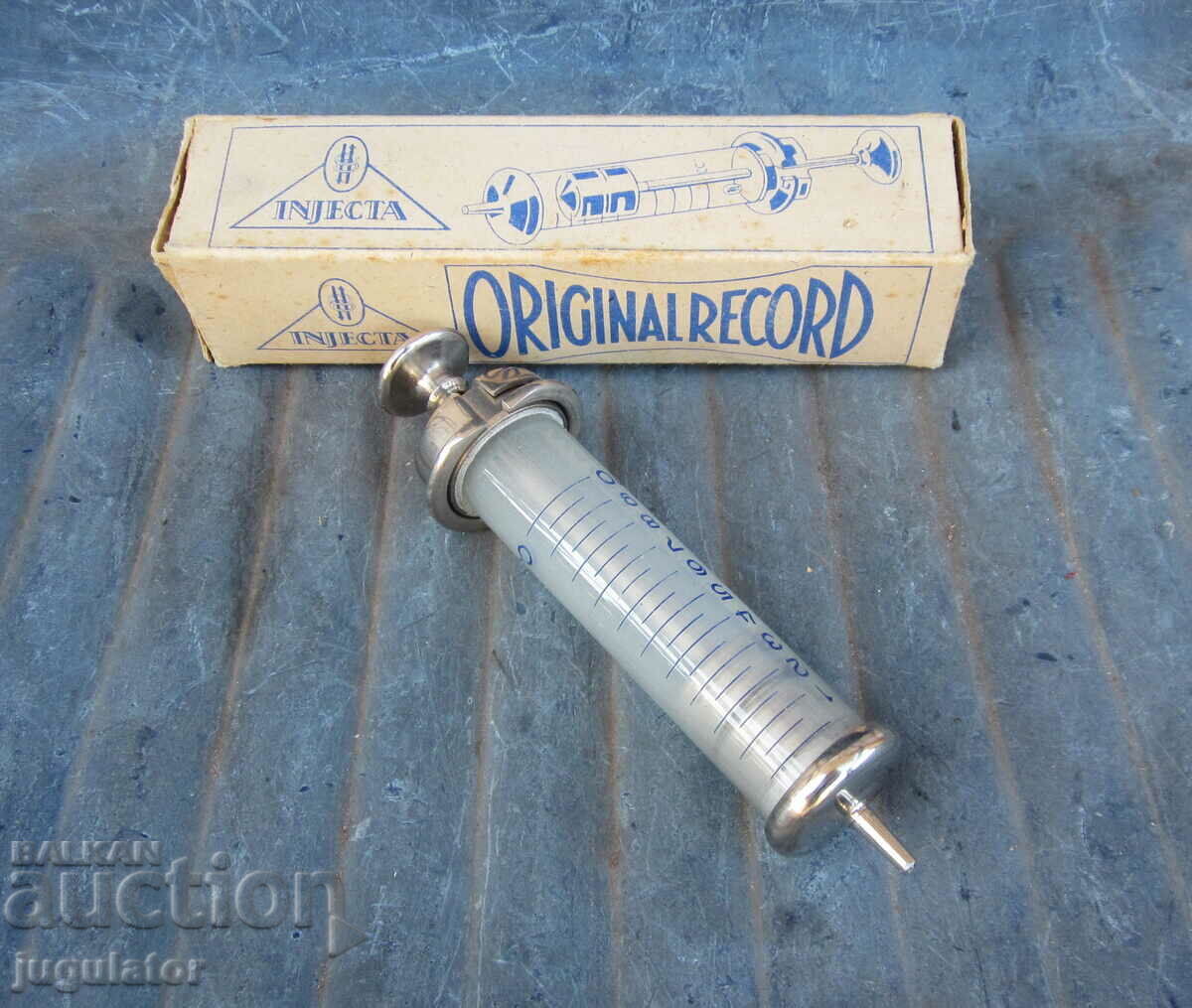 RECORD German glass syringe unused with box - 5 RECORD German glass syringe unused with box - 5