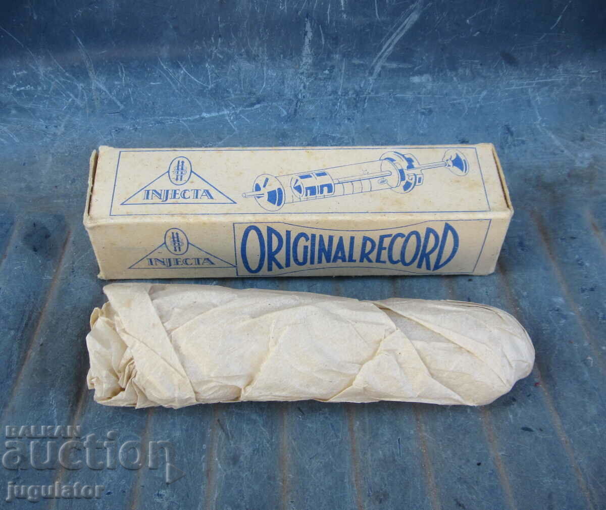 RECORD German glass syringe unused with box RECORD German glass syringe unused with box