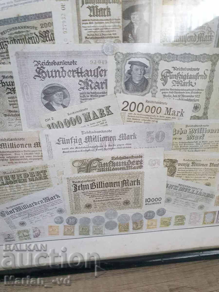 Παλιό κολάζ γερμανικών γραμματοσήμων από τον μεγάλο πληθωρισμό 1914-1923 - 5 Παλιό κολάζ γερμανικών γραμματοσήμων από τον μεγάλο πληθωρισμό 1914-1923 - 5
