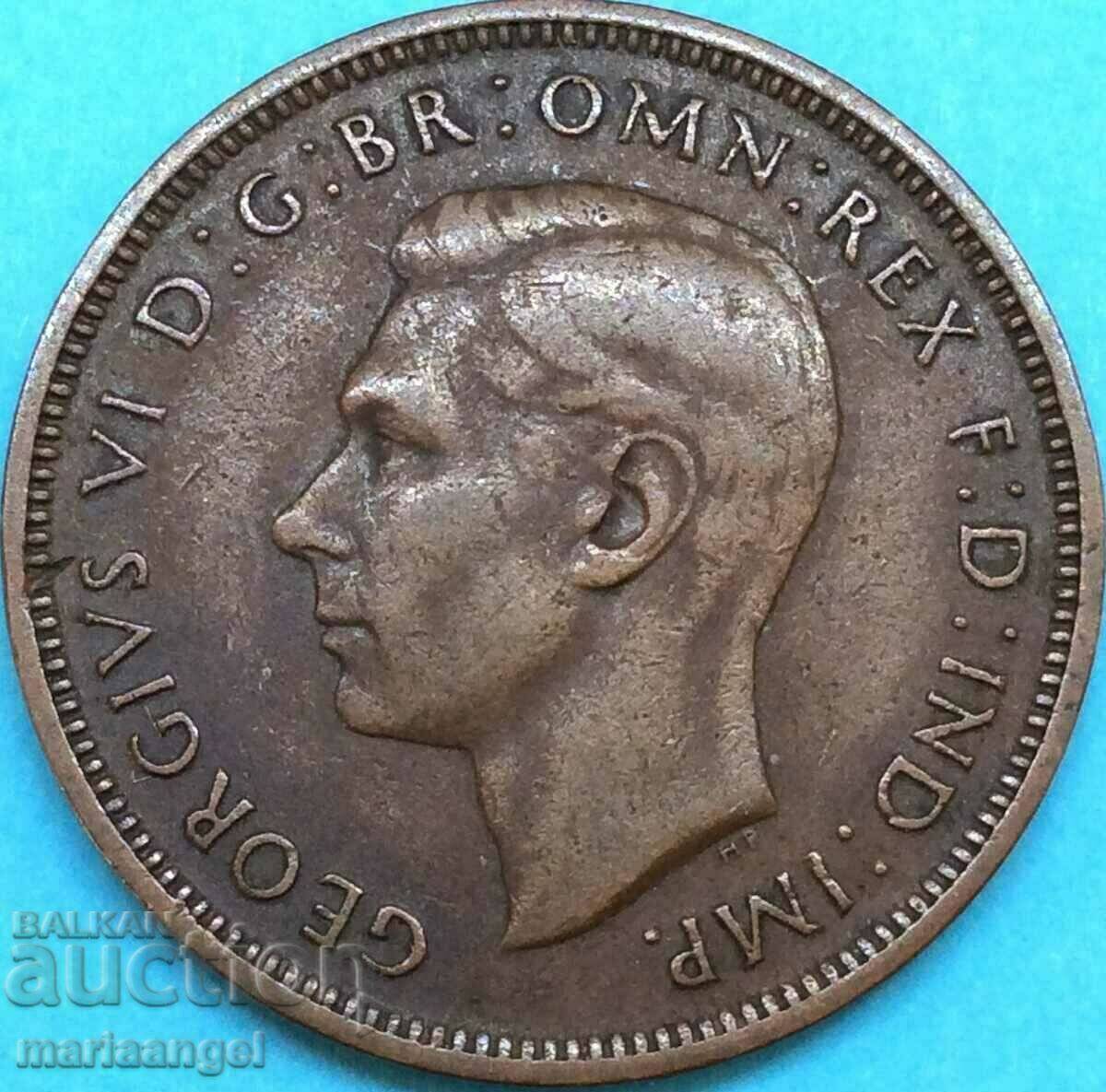 Великобритания 1/2 пени 1948 Джордж VI бронз
