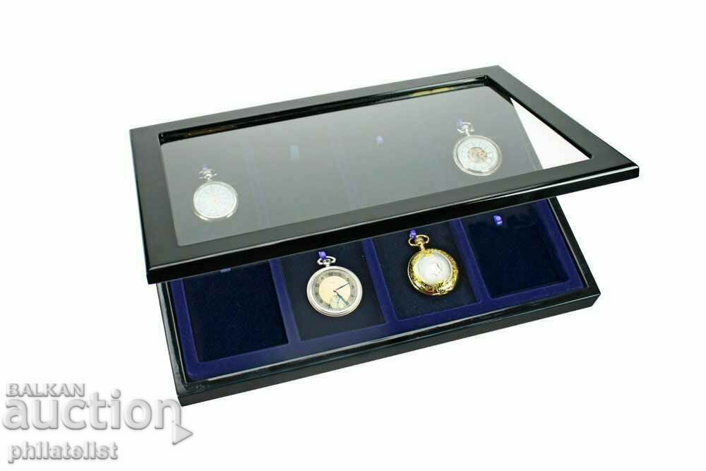 Luxury wooden box - showcase SAFE for 8 pocket watches