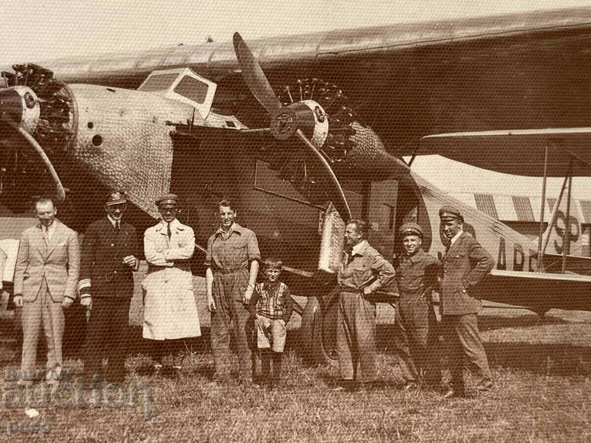 Old Tri-Engine Airplane Pilots Aircraft Mechanics Old photo with price 30.00 BGN | € 15.34