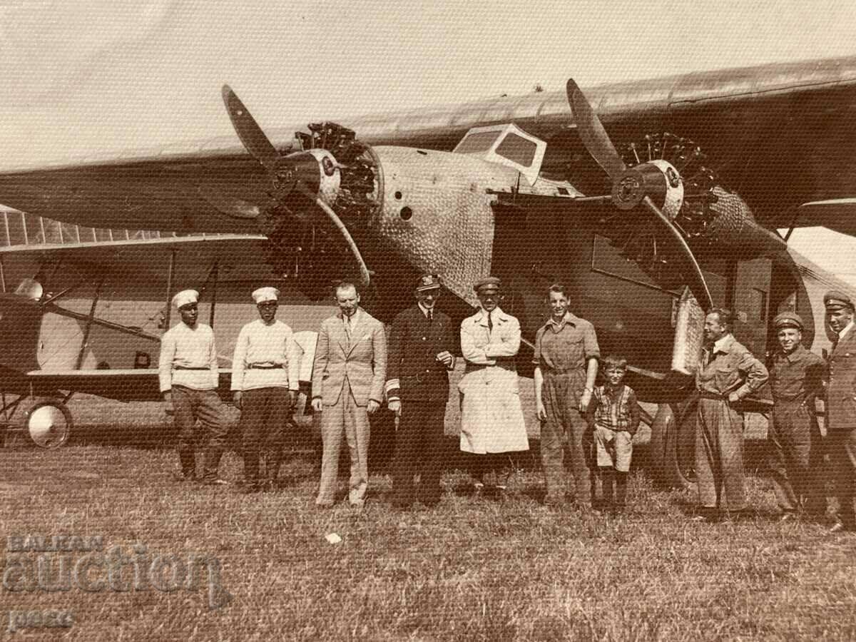 Old Tri-Engine Airplane Pilots Aircraft Mechanics Old photo