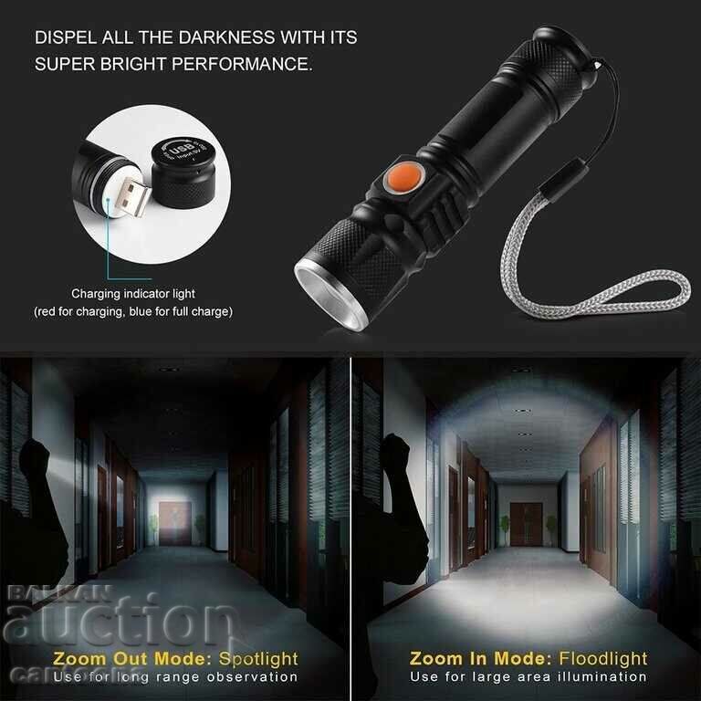 Auction Bailong BL-515 - rechargeable cree T6 LED flashlight with USB charging Auction Bailong BL-515 - rechargeable cree T6 LED flashlight with USB charging