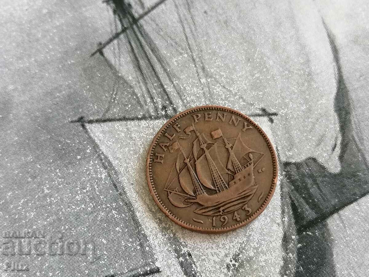 Moneda - Marea Britanie - 1/2 (jumătate) penny 1943.