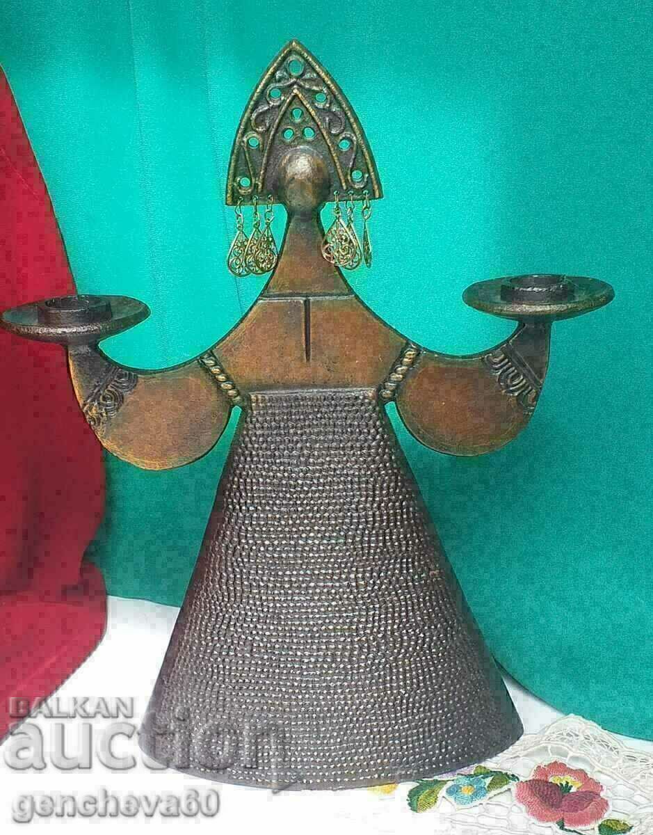 Auction  Rare Russian copper candle holder MATRYOSHKA