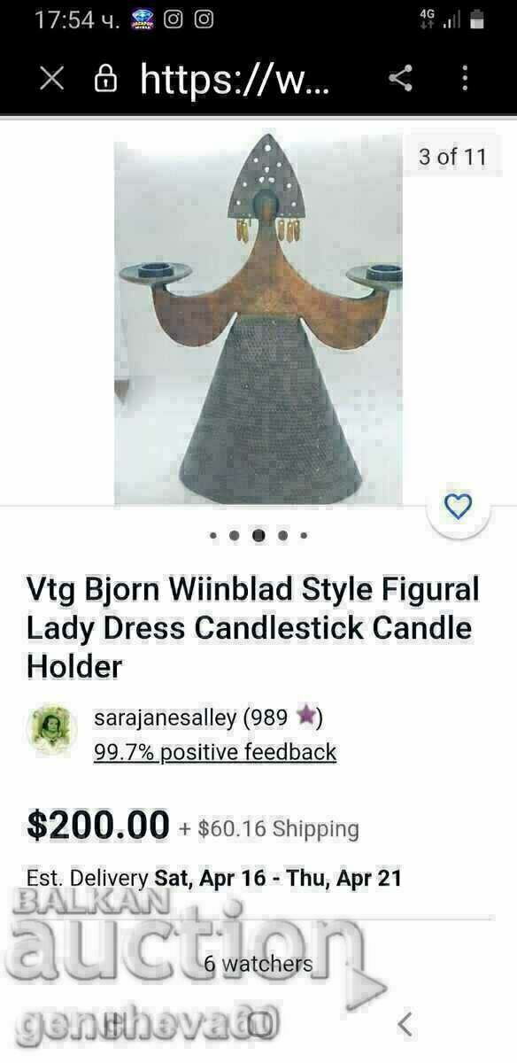 Rare Russian copper candle holder MATRYOSHKA - 5